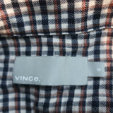 Vince Micro Check Long Sleeve Button Down Shirt White/Navy Size Medium