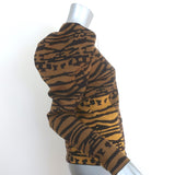 Ulla Johnson Rhea Puff Sleeve Cardigan Brown Tiger Intarsia Knit Size Small