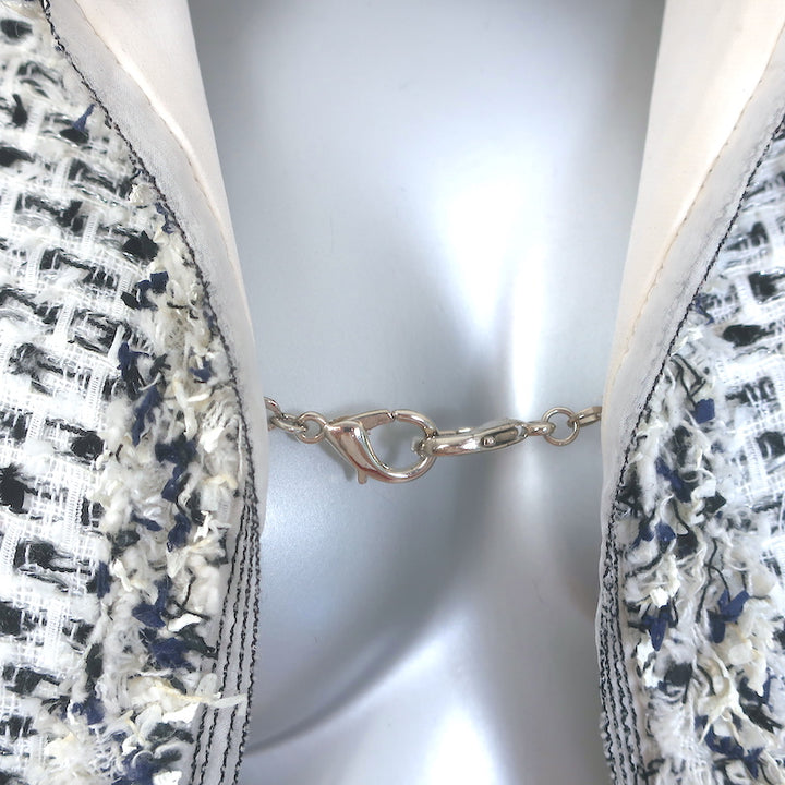 Oscar de la Renta Fringed Tweed Jacket White Cotton-Blend Size 4 NEW