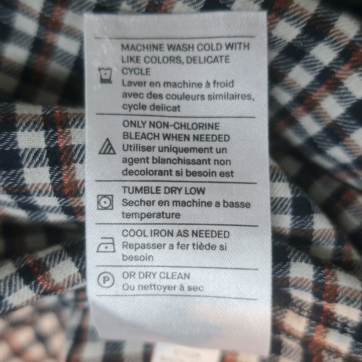 Vince Micro Check Long Sleeve Button Down Shirt White/Navy Size Medium