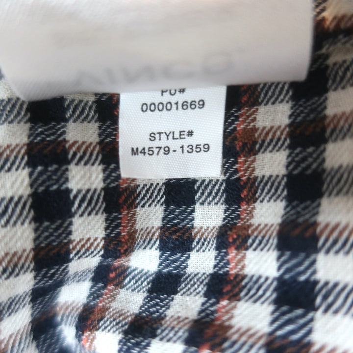 Vince Micro Check Long Sleeve Button Down Shirt White/Navy Size Medium