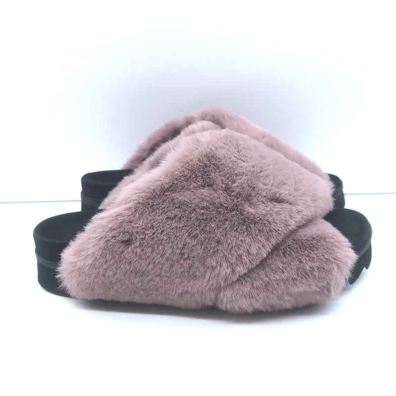 ROAM Faux Fur Cloud Slides Lavender Size 40 Crisscross Sandals NEW