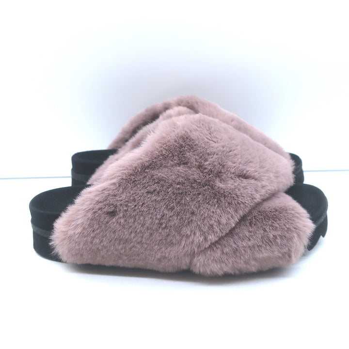 ROAM Faux Fur Cloud Slides Lavender Size 40 Crisscross Sandals NEW