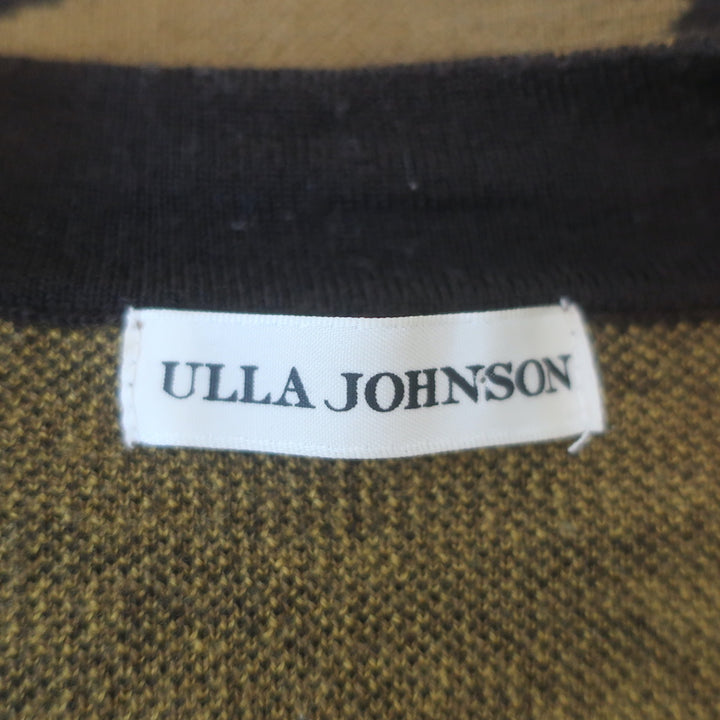 Ulla Johnson Rhea Puff Sleeve Cardigan Brown Tiger Intarsia Knit Size Small