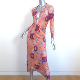 Isabel Marant Jadessi Cutout Midi Dress Papaya Floral Print Jersey Size 36