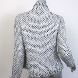 Oscar de la Renta Fringed Tweed Jacket White Cotton-Blend Size 4 NEW