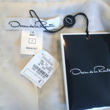 Oscar de la Renta Fringed Tweed Jacket White Cotton-Blend Size 4 NEW