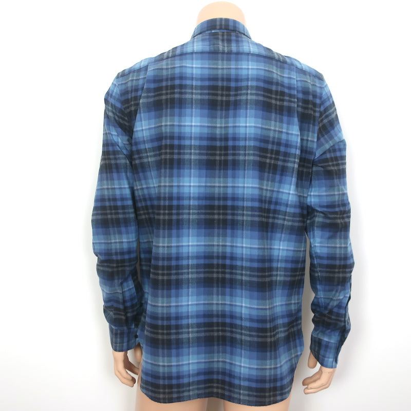 Vince Norden Plaid Button Down Shirt Blue Cotton Size Medium NEW