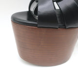 Saint Laurent Tribute Super Platform T-Strap Sandals Black Leather Size 39