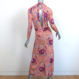 Isabel Marant Jadessi Cutout Midi Dress Papaya Floral Print Jersey Size 36