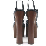 Saint Laurent Tribute Super Platform T-Strap Sandals Black Leather Size 39