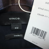 Vince Norden Plaid Button Down Shirt Blue Cotton Size Medium NEW