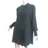 Christian Dior Mini Dress Black Pleated Silk Size US 6 Long Sleeve Tunic