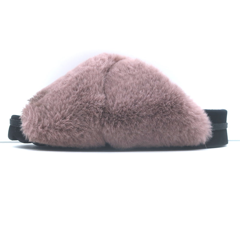 ROAM Faux Fur Cloud Slides Lavender Size 40 Crisscross Sandals NEW