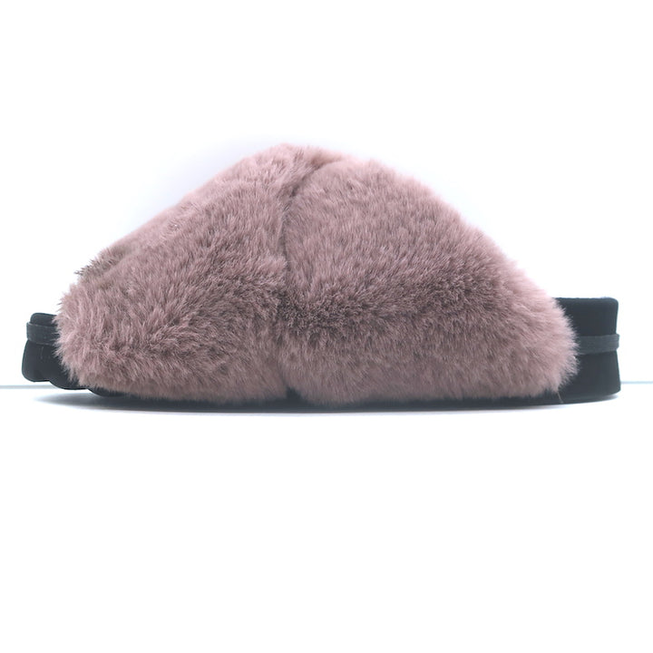 ROAM Faux Fur Cloud Slides Lavender Size 40 Crisscross Sandals NEW