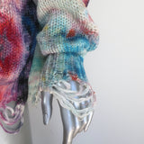 R13 Tie Dye Jumbo Cardigan Multicolor Cotton Distressed Knit Size Extra Small