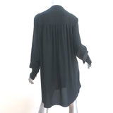 Christian Dior Mini Dress Black Pleated Silk Size US 6 Long Sleeve Tunic