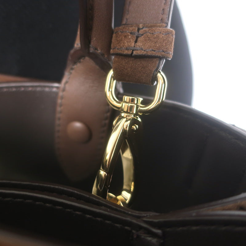 Prada Medium Buckle Belted Top Handle Bag Brown Suede Crossbody NEW