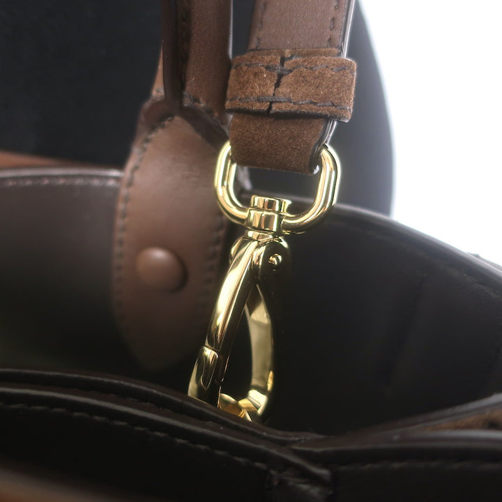 Prada Medium Buckle Belted Top Handle Bag Brown Suede Crossbody NEW