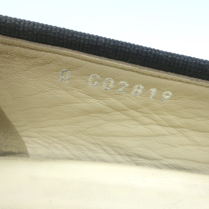Chanel 15B CC Cap Toe Ballet Flats Grey Patent Leather &amp; Goatskin Size 38