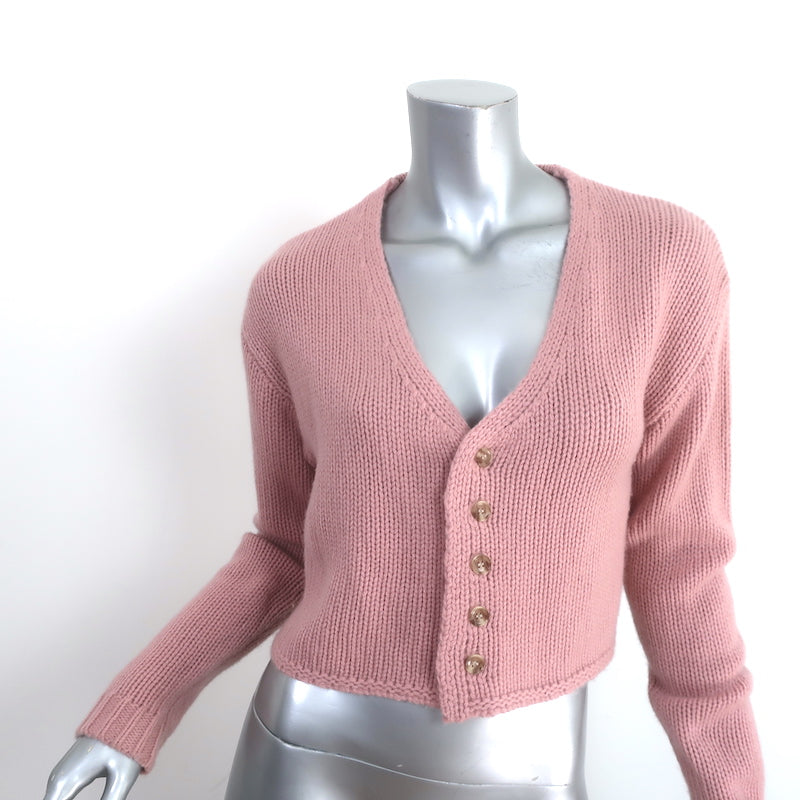 SABLYN Bianco Cashmere Cropped Cardigan Pink Size Extra Small V