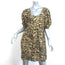 Ba&sh Puff Sleeve Mini Dress Zola Beige Tiger Print Linen-Blend Size Extra Small