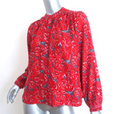 Natalie Martin Tolan Shirt Red Floral Print Silk Size Extra Small NEW