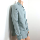 Vince Long Sleeve Linen Button Down Shirt Blue Size Medium