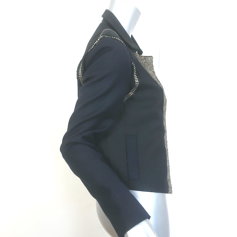 Chloe Two-Tone Sequined Jacket Black &amp; Navy Wool-Cashmere Size 40