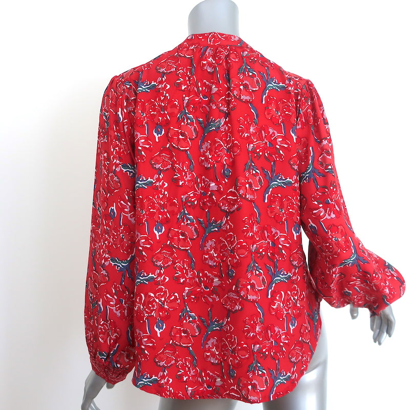 Natalie Martin Tolan Shirt Red Floral Print Silk Size Extra Small NEW