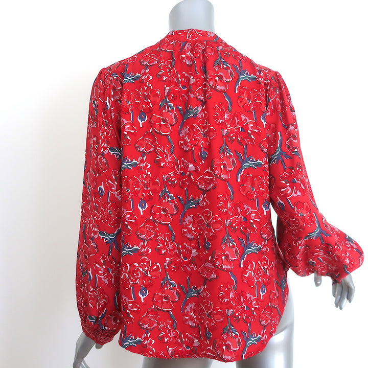 Natalie Martin Tolan Shirt Red Floral Print Silk Size Extra Small NEW