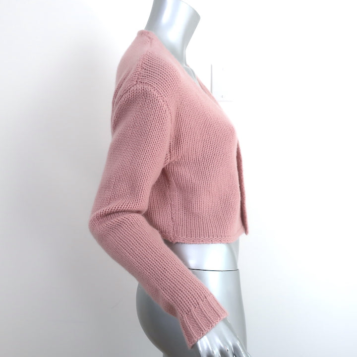 SABLYN Bianco Cashmere Cropped Cardigan Pink Size Extra Small V-Neck Sweater
