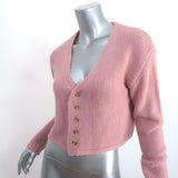 SABLYN Bianco Cashmere Cropped Cardigan Pink Size Extra Small V-Neck Sweater