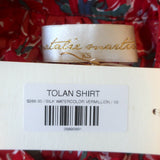 Natalie Martin Tolan Shirt Red Floral Print Silk Size Extra Small NEW