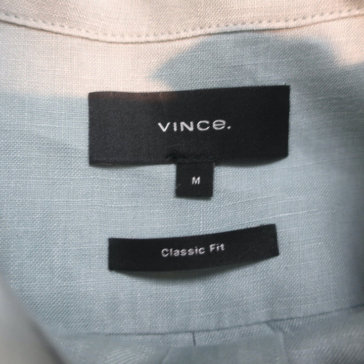 Vince Long Sleeve Linen Button Down Shirt Blue Size Medium