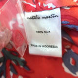 Natalie Martin Tolan Shirt Red Floral Print Silk Size Extra Small NEW