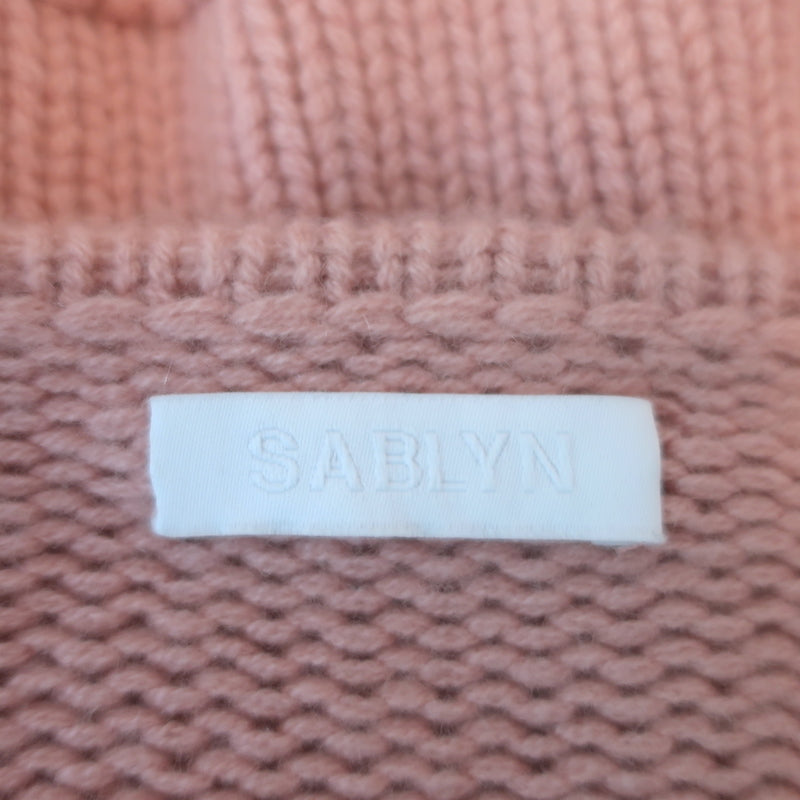 SABLYN Bianco Cashmere Cropped Cardigan Pink Size Extra Small V-Neck Sweater