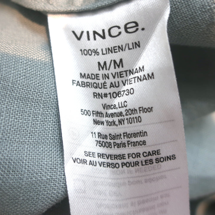 Vince Long Sleeve Linen Button Down Shirt Blue Size Medium