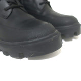 Moncler C Lug Sole Lace-Up Knee High Boots Black Leather Size 39