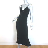Norma Kamali Fishtail Slip Dress Black Stretch Jersey Size Medium