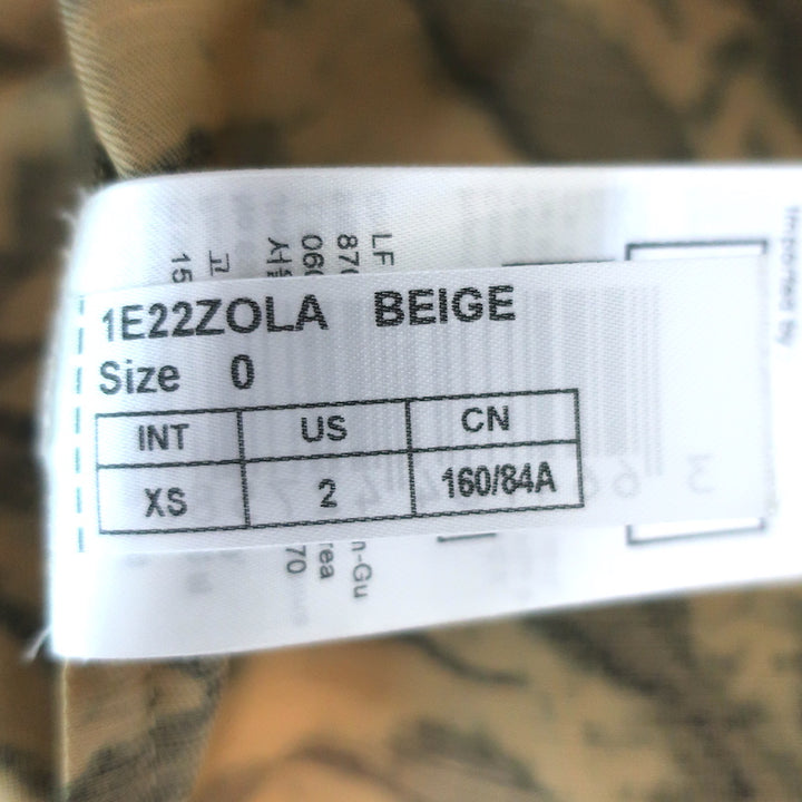 Ba&amp;sh Puff Sleeve Mini Dress Zola Beige Tiger Print Linen-Blend Size Extra Small