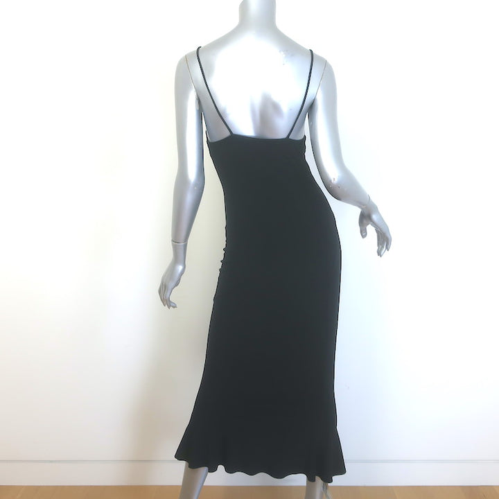 Norma Kamali Fishtail Slip Dress Black Stretch Jersey Size Medium