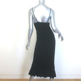 Norma Kamali Fishtail Slip Dress Black Stretch Jersey Size Medium