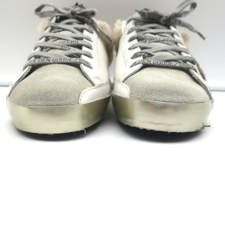 Golden Goose Superstar Sabot Shearling Sneakers White &amp; Leopard Size 36 NEW