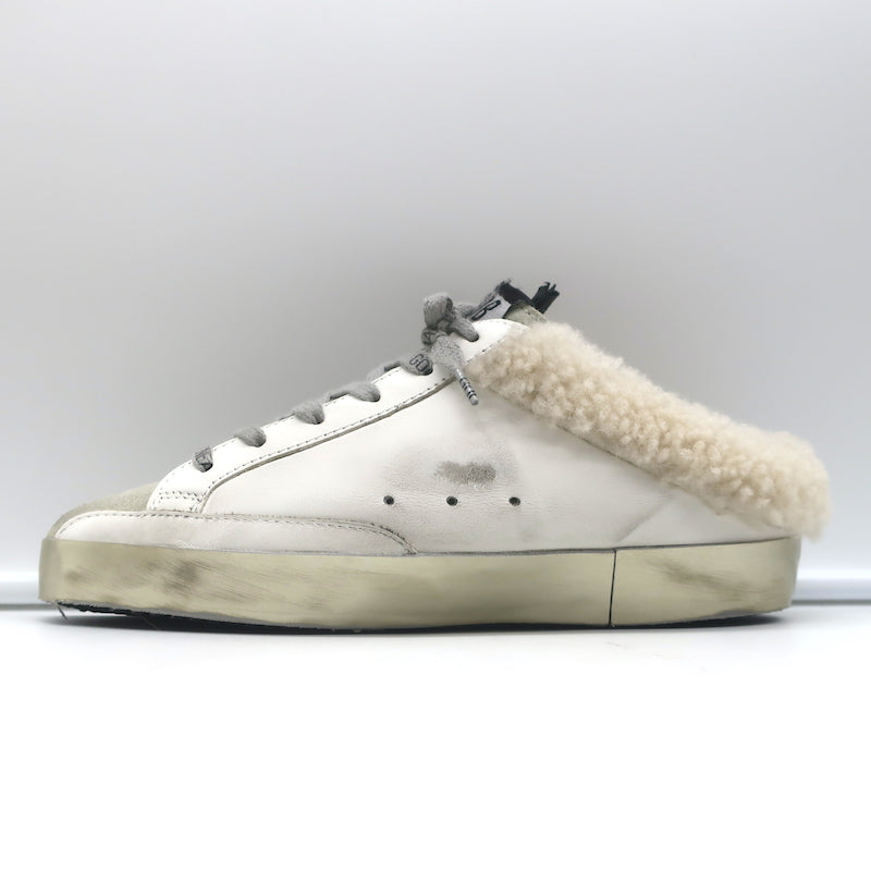 Golden Goose Superstar Sabot Shearling Sneakers White &amp; Leopard Size 36 NEW