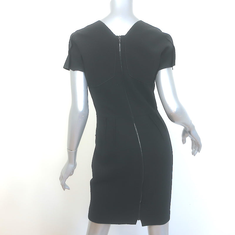 Roland Mouret Myrtha Folded Sheath Dress Black Wool Crepe Size US 8
