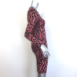 Wolford Leopard Print Long Sleeve Dress Pink/Black Stretch Knit Size Small