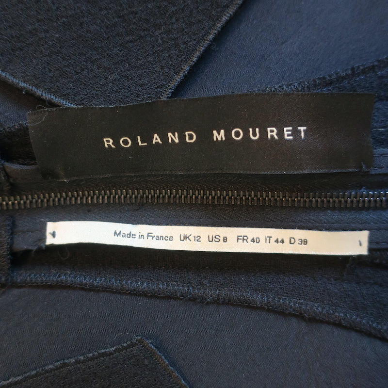 Roland Mouret Myrtha Folded Sheath Dress Black Wool Crepe Size US 8