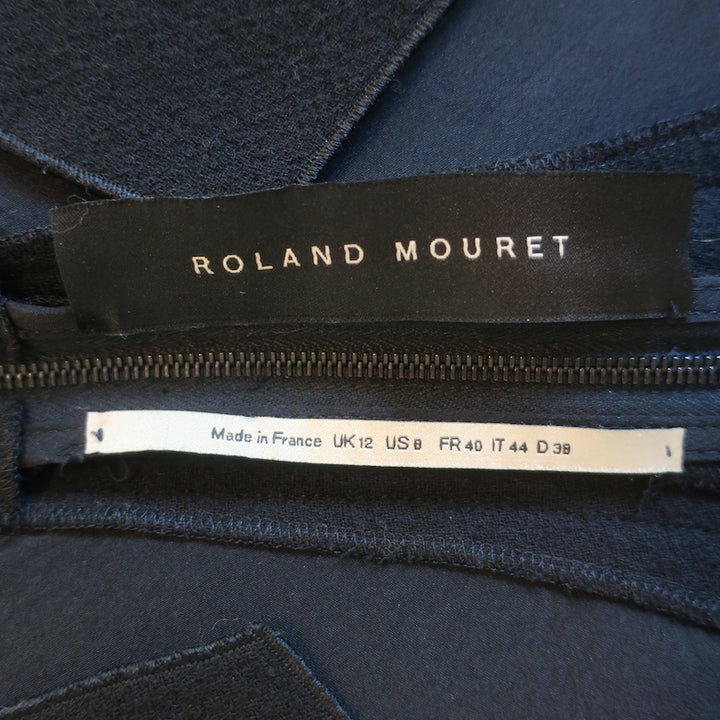 Roland Mouret Myrtha Folded Sheath Dress Black Wool Crepe Size US 8