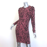 Wolford Leopard Print Long Sleeve Dress Pink/Black Stretch Knit Size Small